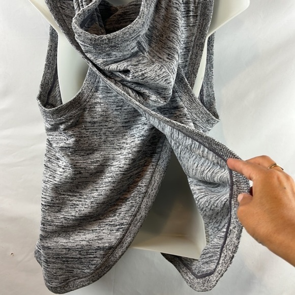 Athleta Blissful Balance Zip Up Heather Gray Hooded‎ Vest Open Back Size S - Picture 9 of 12